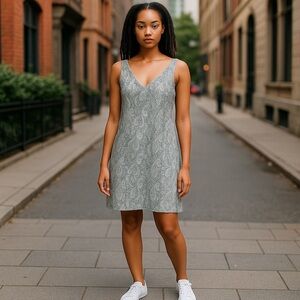 AGB Dress Byer California Size 6 Blue and White Paisley V-Neck Sundress.